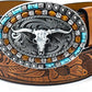 Women's Western Leather Belt – Turquoise Oval Buckle