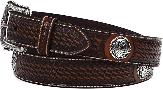 Men's Basketweave Western Leather Belt – Removable Buckle