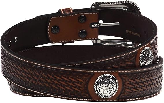 Men's Basketweave Western Leather Belt – Removable Buckle