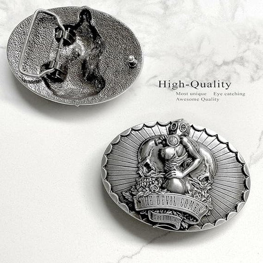 Engraved Replacement Belt Buckle - Skull & Western Motifs