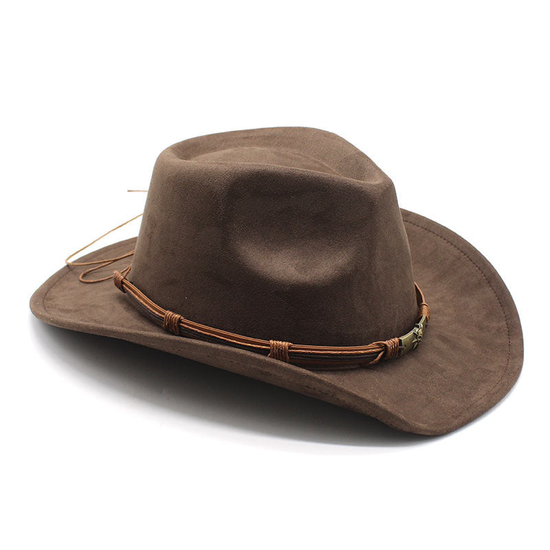 Suede Curling Western Cowboy Hat Ethnic Style Top Hat
