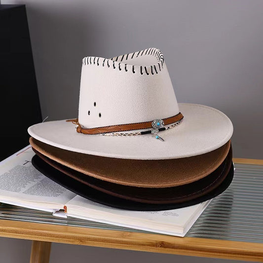Western Cowboy Hat Men's And Women's Gem Chain Fedora Hat