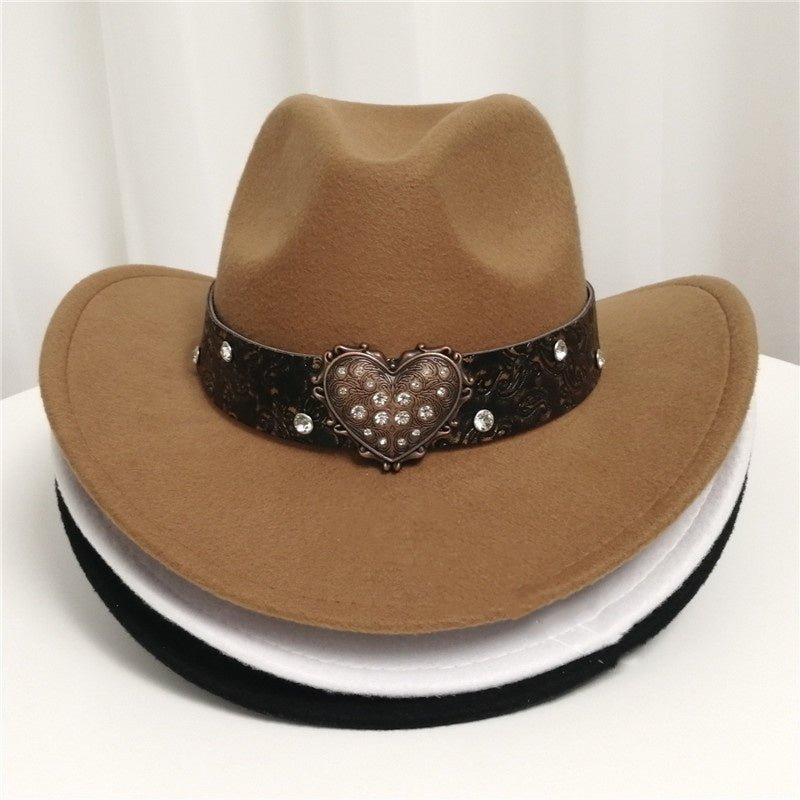 Women's Western Cowboy Hat Love Decorative Chain Top Hat