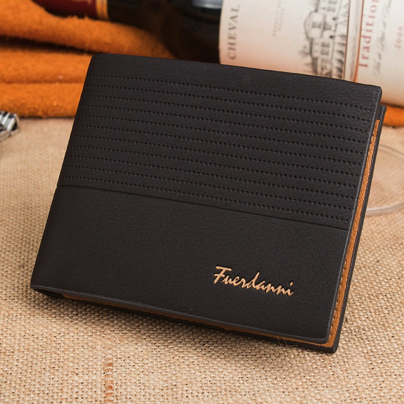 Men’s Bifold Leather Wallet – Slim Design, Six Pockets, Genuine Leather Billfold Purse