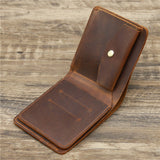Men’s Genuine Leather Card Holder Wallet – Classic Bifold in Dark & Reddish Brown