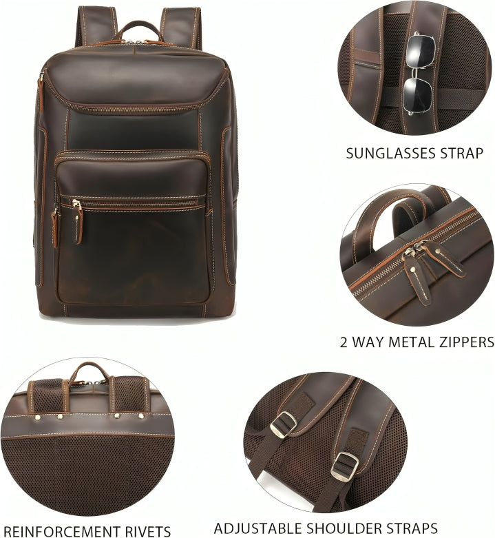 Men's Waxed Full Grain Leather Business Rucksack – 17