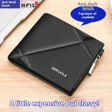 Men’s Short Leather Trifold Wallet with Zipper | Genuine Cowhide Anti-Theft Design
