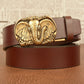 Western Cowhide Leather Belt - Elephant Buckle Statement