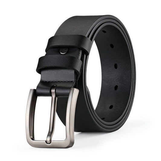 Cowhide Men’s Casual Pin Buckle Belt – Durable Leather Design