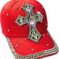 Women's Bedazzled Cross Rhinestone Cap - Bling Christian Hat
