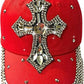 Women's Bedazzled Cross Rhinestone Cap - Bling Christian Hat