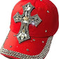 Women's Bedazzled Cross Rhinestone Cap - Bling Christian Hat