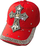Women's Bedazzled Cross Rhinestone Cap - Bling Christian Hat