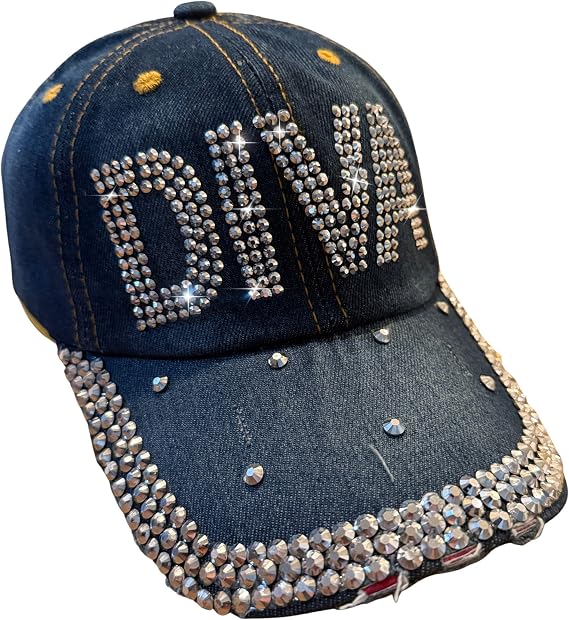 Women's Bedazzled Distressed Denim Baseball Cap