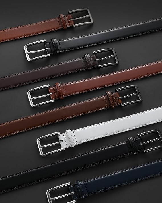 Men's Everyday Leather Belt – Durable Black Dress Belt