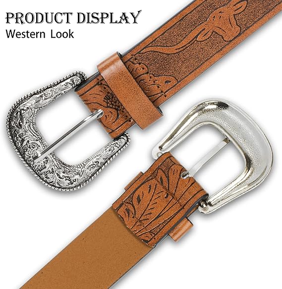 Women's Vintage Leather Belt – Hollow Flower Design
