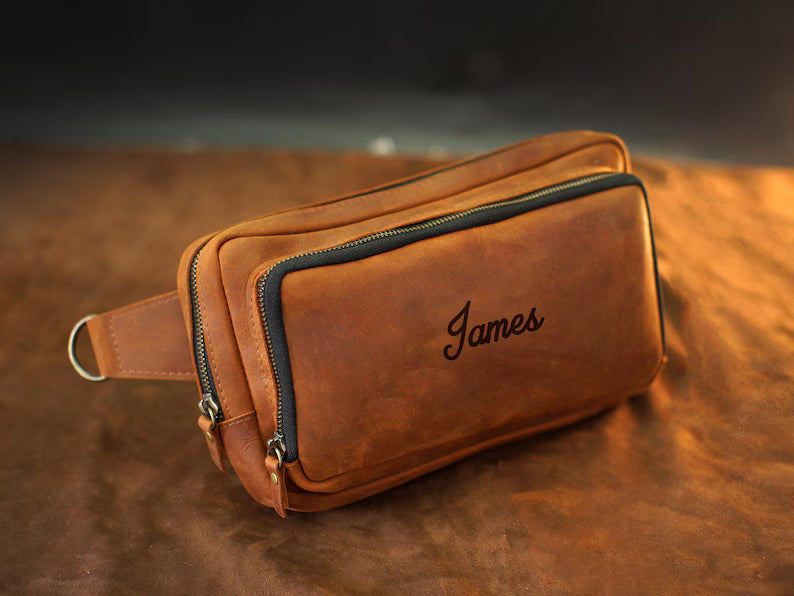 Personalized Leather Crossbody Bag – Custom Name