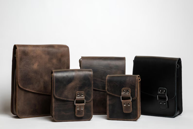 Men's Small Phone Crossbody Messenger Bag - Full Grain
