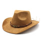 Suede Curling Western Cowboy Hat Ethnic Style Top Hat