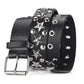 Star Eyelet Wide Faux Leather Biker Belt