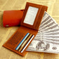 Men’s Crazy Horse Leather Wallet – Vertical Design with Custom Laser Lettering, First Layer Cowhide