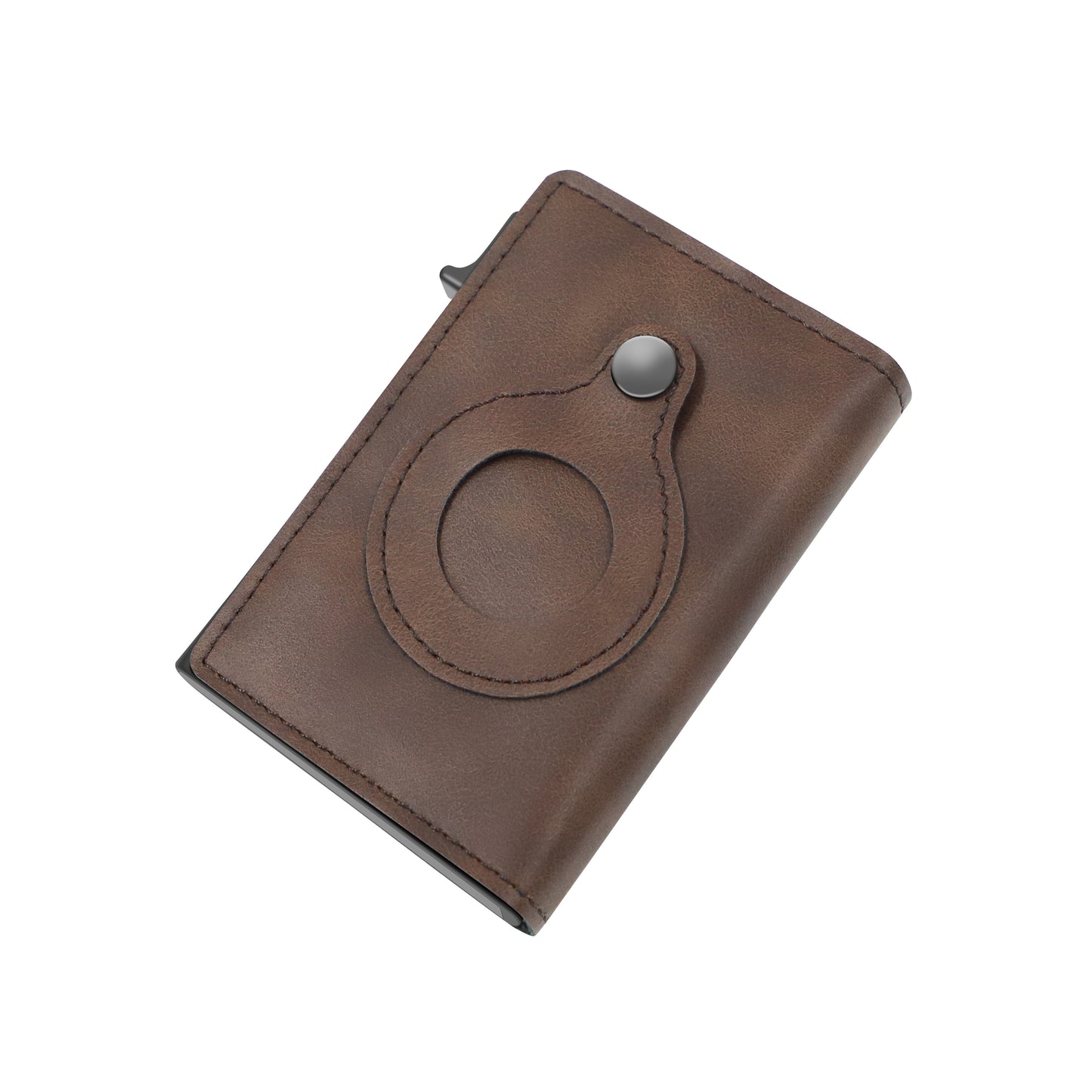 Slim PU Leather Credit Card Holder Wallet with AirTag Slot and RFID Blocking