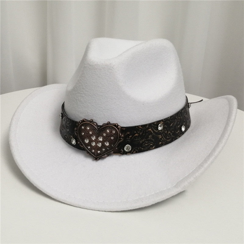 Women's Western Cowboy Hat Love Decorative Chain Top Hat