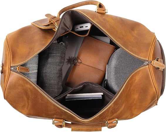 Men's Classic Leather Weekend Bag – Shoe Compartment