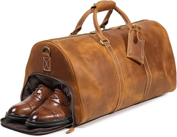 Men's Classic Leather Weekend Bag – Shoe Compartment