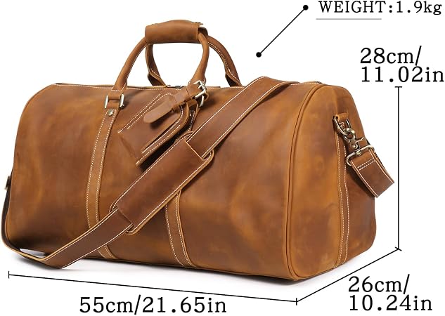 Men's Classic Leather Weekend Bag – Shoe Compartment