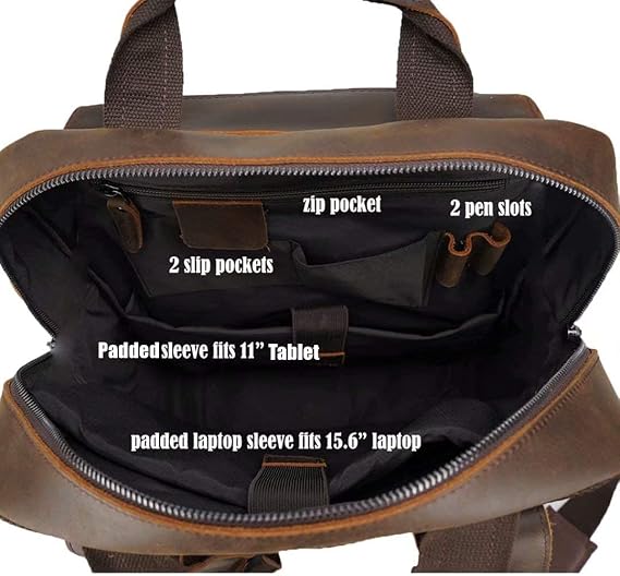 Men's Crazy Horse Leather Anti-Theft Daypack – 15.6