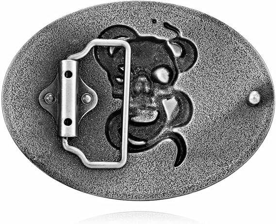 Kneeling Man Cross Skull Belt Buckle – American Flag Detail