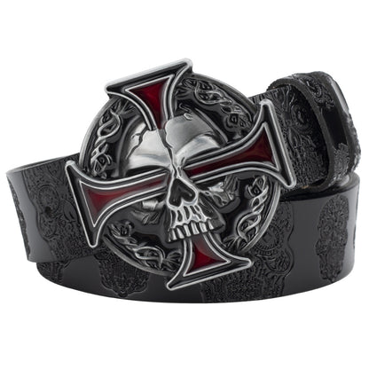 Embossed Solid Colour Ghost Head Belt Two Layer