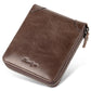 Men’s Short Leather Wallet – First Layer Cowhide, Zipper Design