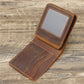 Men’s Genuine Leather Card Holder Wallet – Classic Bifold in Dark & Reddish Brown