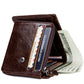 Vintage Crazy Horse Leather Tri-Fold Men’s Wallet with Zipper Coin Purse