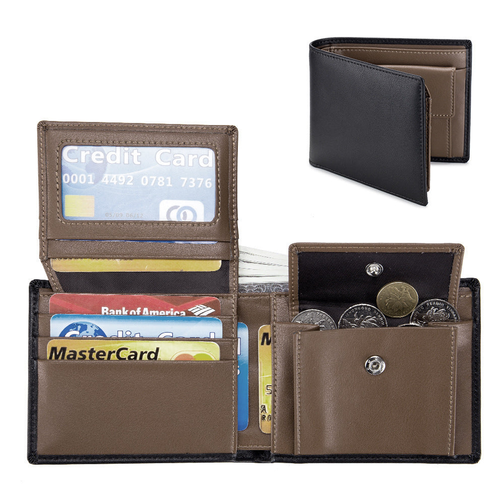 Men’s Short Trifold Wallet | Genuine Leather First Layer Cowhide