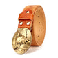 Western Ethnic Cowhide Leather Belt - Embossed Durability Style