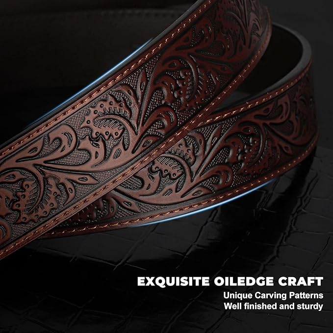 Western Leather Belt for Men – Removable Alloy Buckle