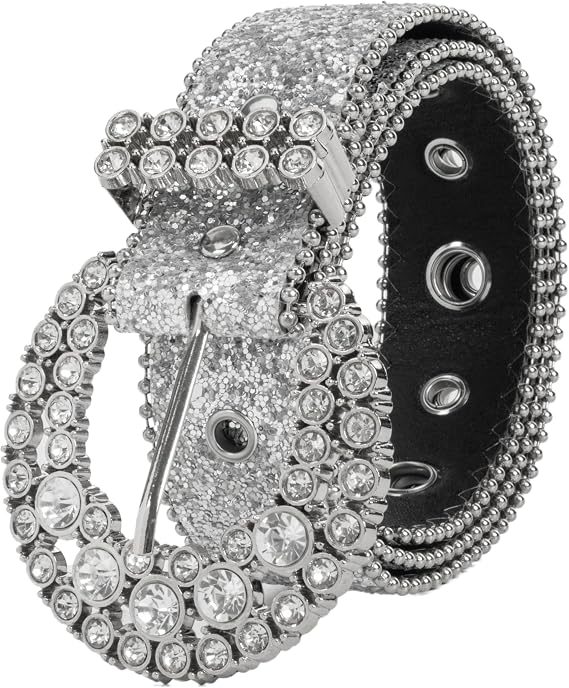 Unisex Diamond Buckle Bling Cowgirl Belt
