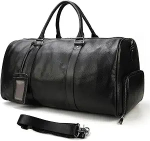 Distressed Leather Duffel with Shoe Compartment