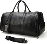 Distressed Leather Duffel with Shoe Compartment
