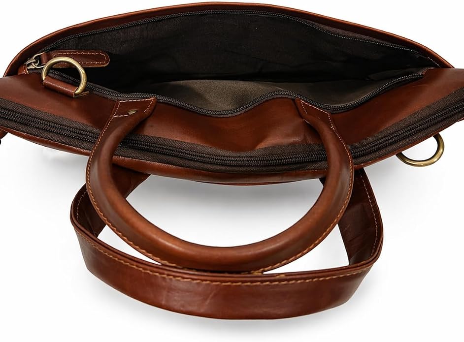 Distressed Leather 3-Compartment Laptop Bag – 15.5"