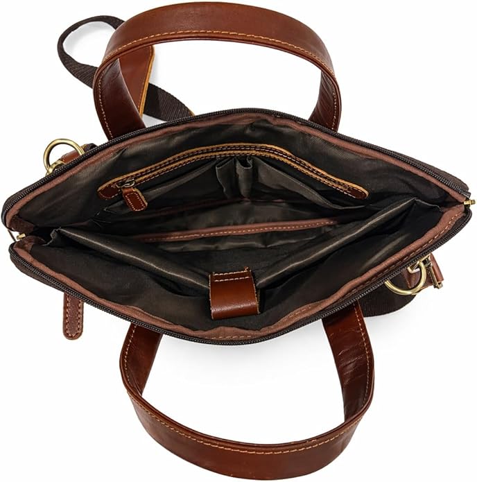 Distressed Leather 3-Compartment Laptop Bag – 15.5"
