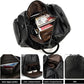 Distressed Leather Duffel with Shoe Compartment