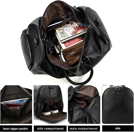 Distressed Leather Duffel with Shoe Compartment