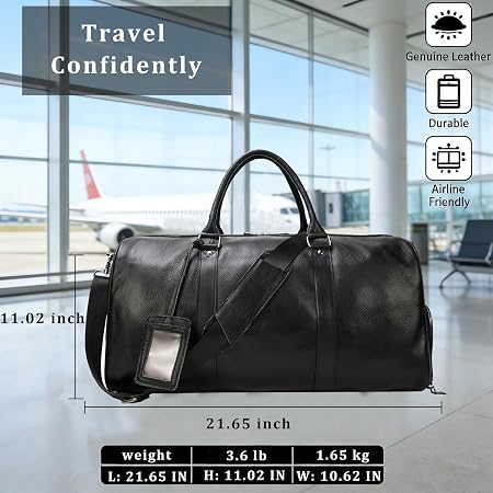 Distressed Leather Duffel with Shoe Compartment