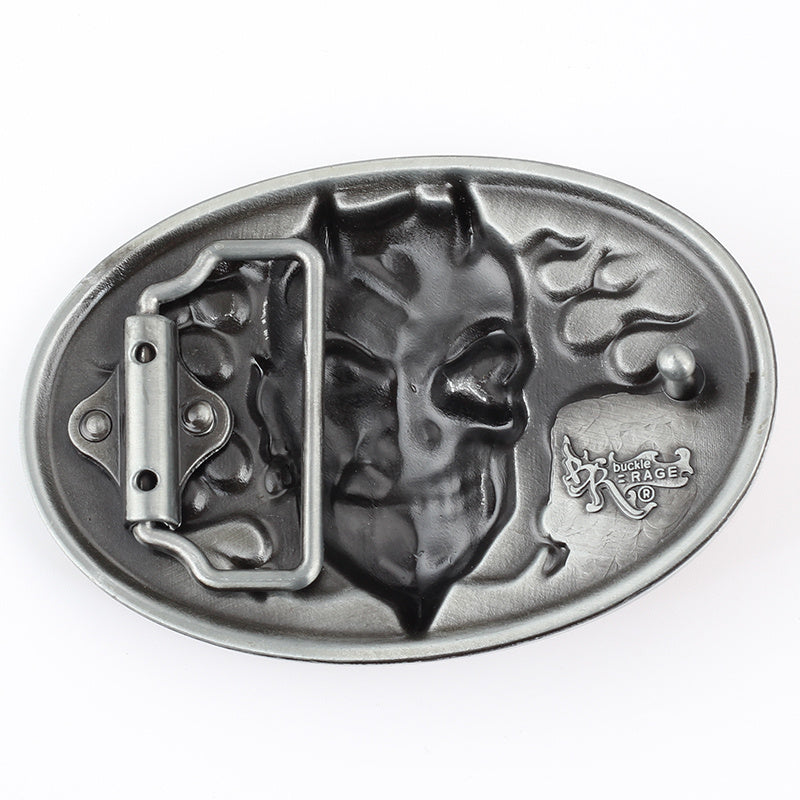 Western Skull Buckle Leather Belt - Bold Statement Fit