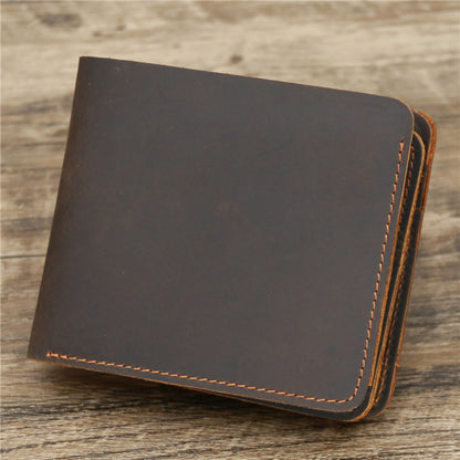 Men’s Genuine Leather Card Holder Wallet – Classic Bifold in Dark & Reddish Brown