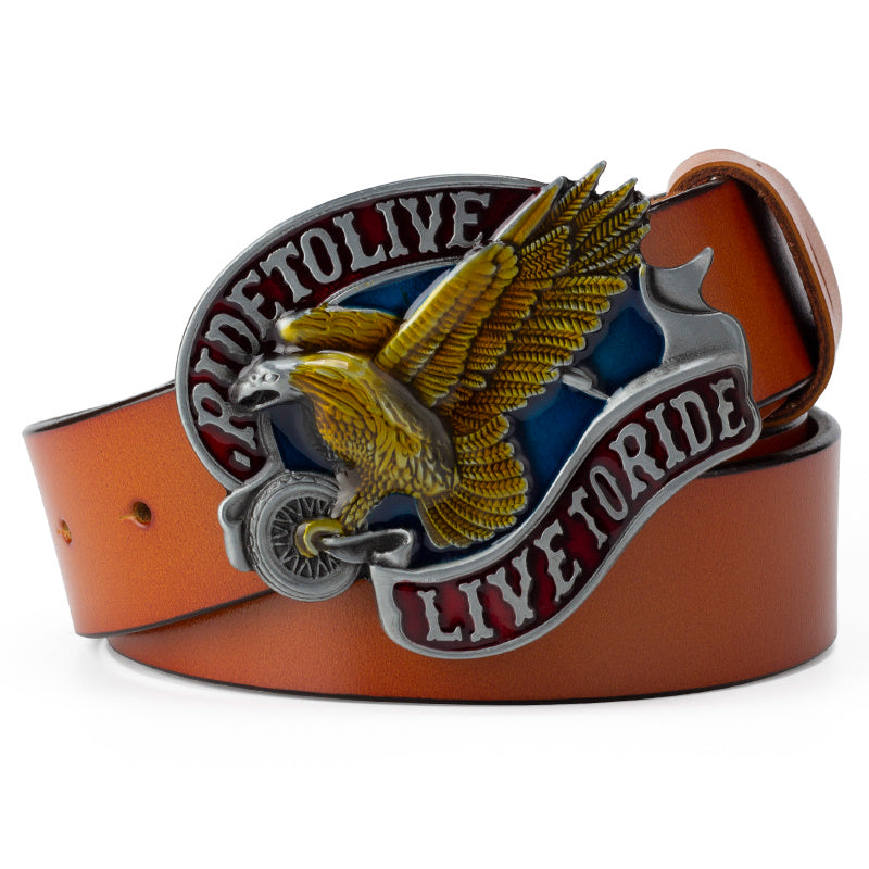 Casual Cowhide Leather Belt - Smooth Buckle Everyday Fit